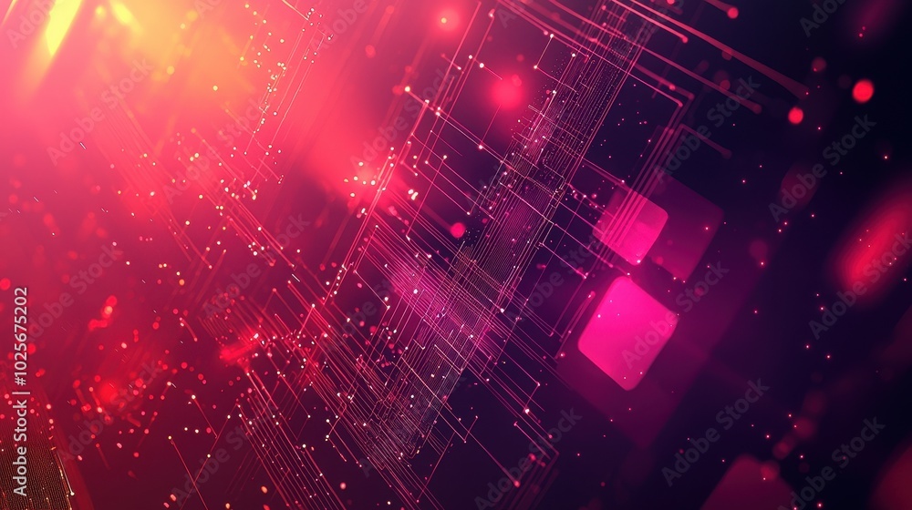 Abstract Technology Grid with Glowing Elements Abstract Technology Grid with Glowing Elements