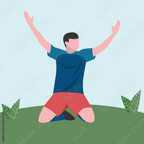 Modern Flat Design Concept for Soccer Illustration