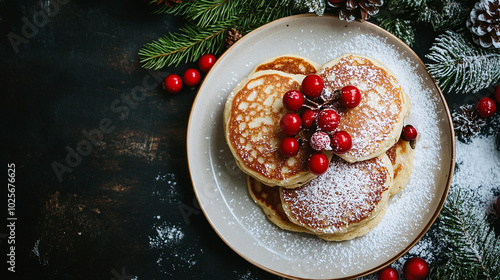 Top view of colorful christmas pancakes photo