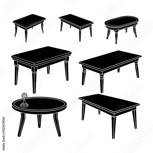 Table silhouette vector illustration on white background. photo