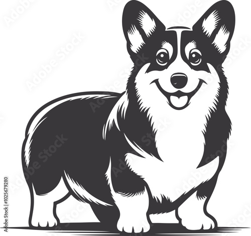 Pembroke Welsh corgi dog silhouette vector design