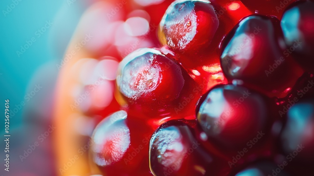 Close-Up of Pomegranate Seeds with Vibrant Colors