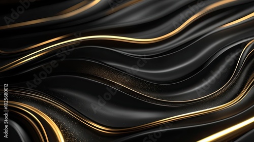 Abstract Black and Gold Wavy Background