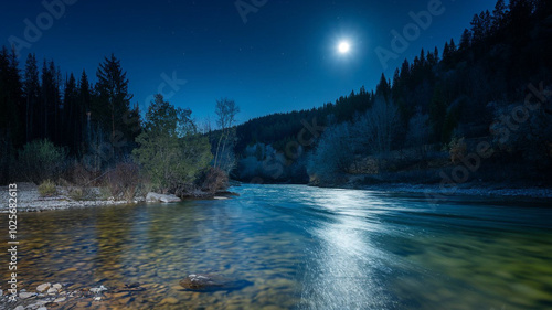 Wallpaper Mural River water at night photography 7. Torontodigital.ca