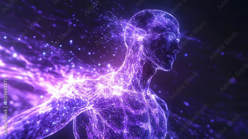 22. A hologram depicting the human endocrine system with pulsing energy 22. A hologram depicting the human endocrine system with pulsing energy