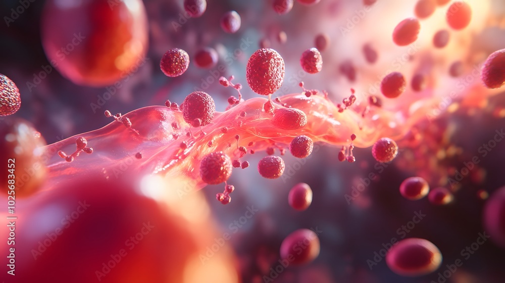 Glucose Molecules in Bloodstream Illustration Glucose Molecules in Bloodstream Illustration