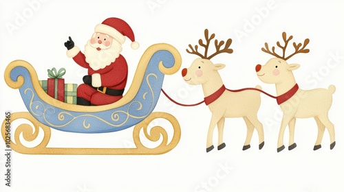 Santa Claus in Sleigh with Reindeer for Holiday Joy