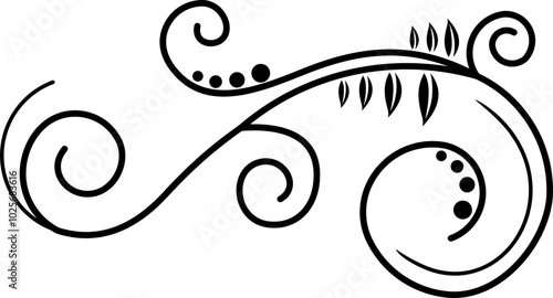 Black Swirl Line Art Ornament