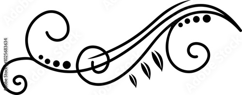 Black Swirl Line Art Ornament