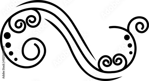 Black Swirl Line Art Ornament