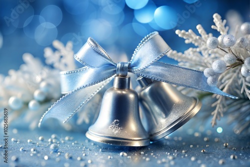 Wallpaper Mural Close-up of silver bells with blue ribbon holidays christmas joyful decoration Torontodigital.ca