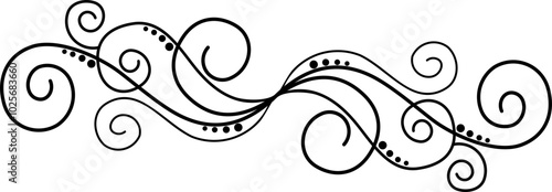 Black Swirl Line Art Ornament