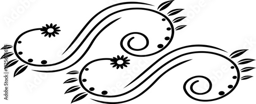 Black Swirl Line Art Ornament