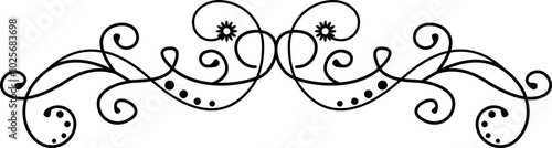 Black Swirl Line Art Ornament