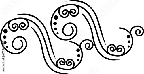 Black Swirl Line Art Ornament