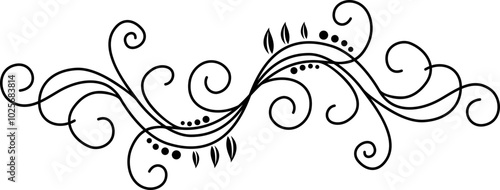 Black Swirl Line Art Ornament
