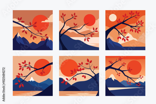 Tree Branches Silhouette Vector Art Illustration Design Image Set for Nature, Organic, and Outdoor Projects