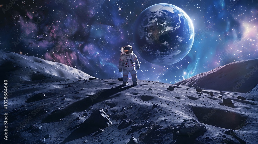 Obraz premium A serene full moon illuminating a calm lake at midnight.