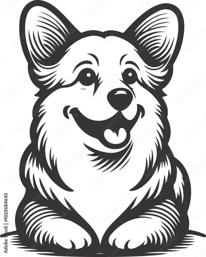 Obraz premium Pembroke Welsh corgi dog silhouette vector design