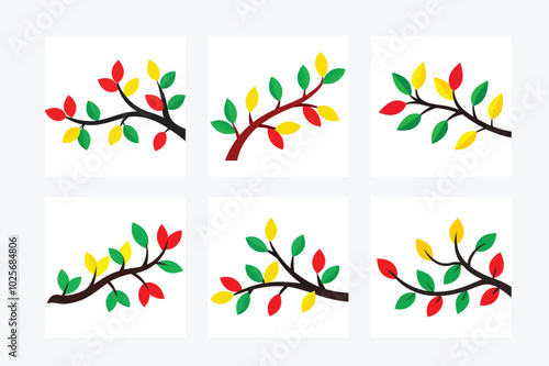 Tree Branches Silhouette Vector Art Illustration Design Image Set for Nature, Organic, and Outdoor Projects