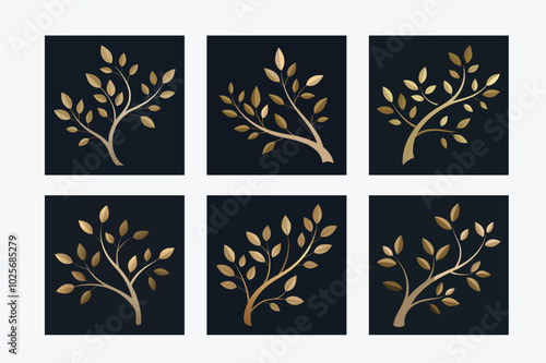 Tree Branches Silhouette Vector Art Illustration Design Image Set for Nature, Organic, and Outdoor Projects