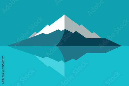 Iceberg Vector Illustration with Geometric Shapes in Blue Tones