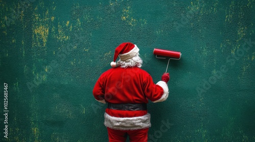 The Santa Painting a Wall