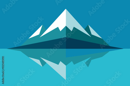 Mountain Lake Reflection Natural Background Vector Illustration