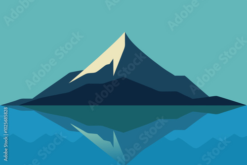 Mountain Lake Reflection Natural Background Vector Illustration