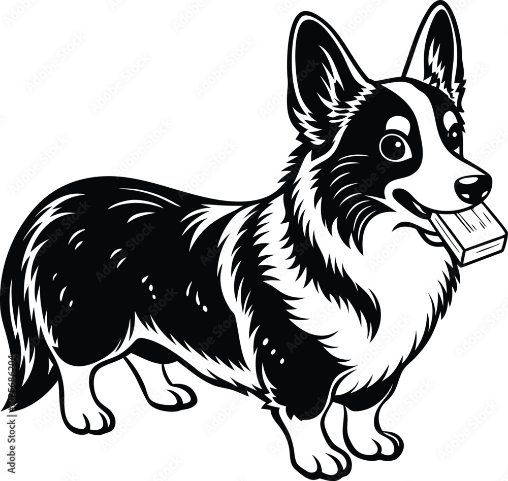 Fototapeta premium Pembroke Welsh corgi dog silhouette vector design