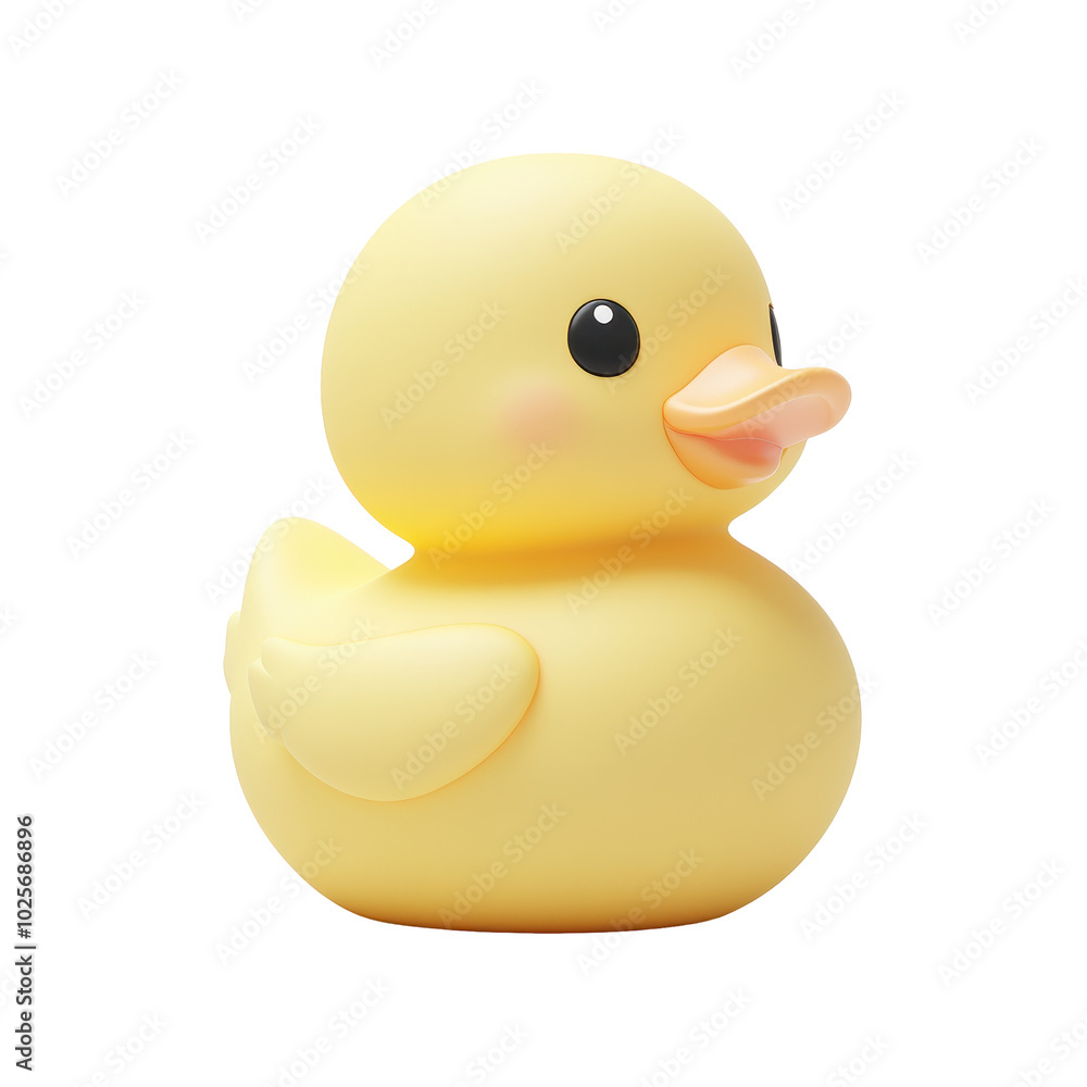 Fototapeta premium PNG pastel yellow rubber duck 3d icon, cartoon style minimal on transparent, isolate on white background