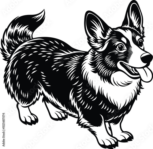 Pembroke Welsh corgi dog silhouette vector design