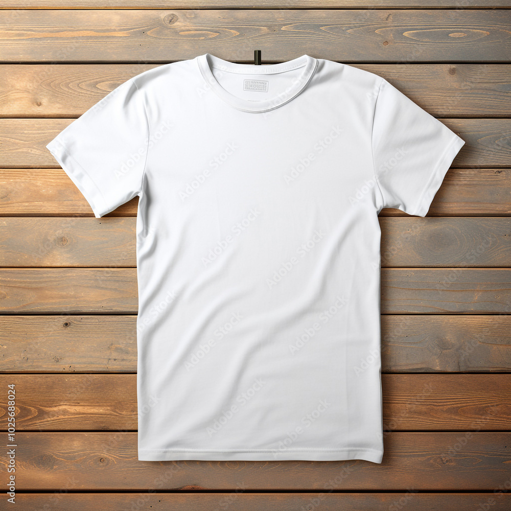 White T-Shirt Mockup with Sunglasses and Green Leaves Background White T-Shirt Mockup with Sunglasses and Green Leaves Background