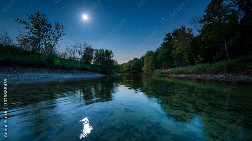 Fototapeta premium River water at night photography 24.