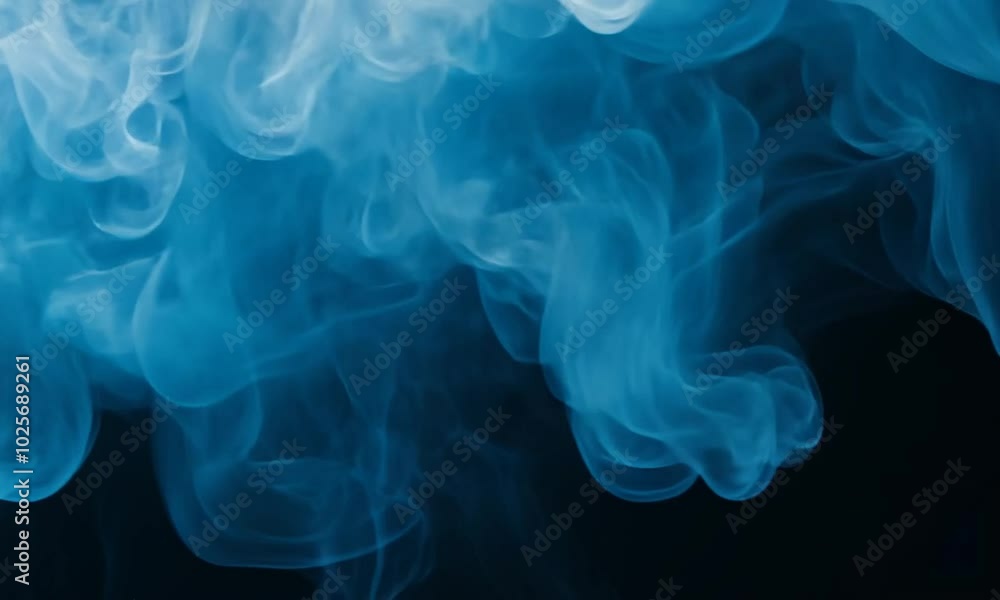 Abstract Blue Smoke Swirls on Black Background Abstract Blue Smoke Swirls on Black Background