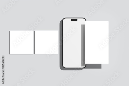 mobile with social media post mockup blank