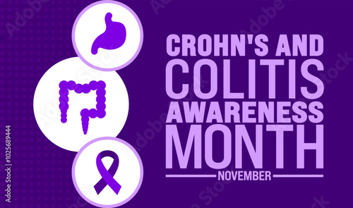 Crohn's and Colitis Awareness Month background or banner design template is observed every year in November. Holiday concept. Template for card, poster, placard, template.