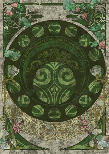 dark green art-nouveau background