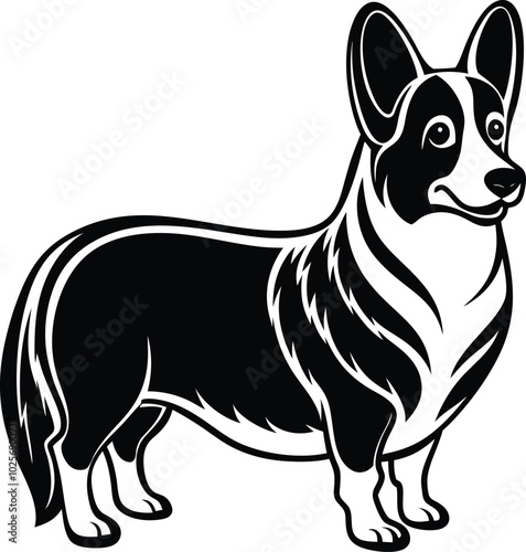 Pembroke Welsh corgi dog silhouette vector design