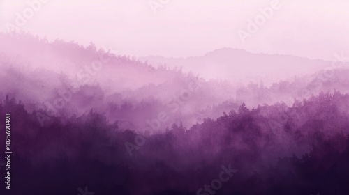 Purple Fog Enveloping a Misty Forest Landscape