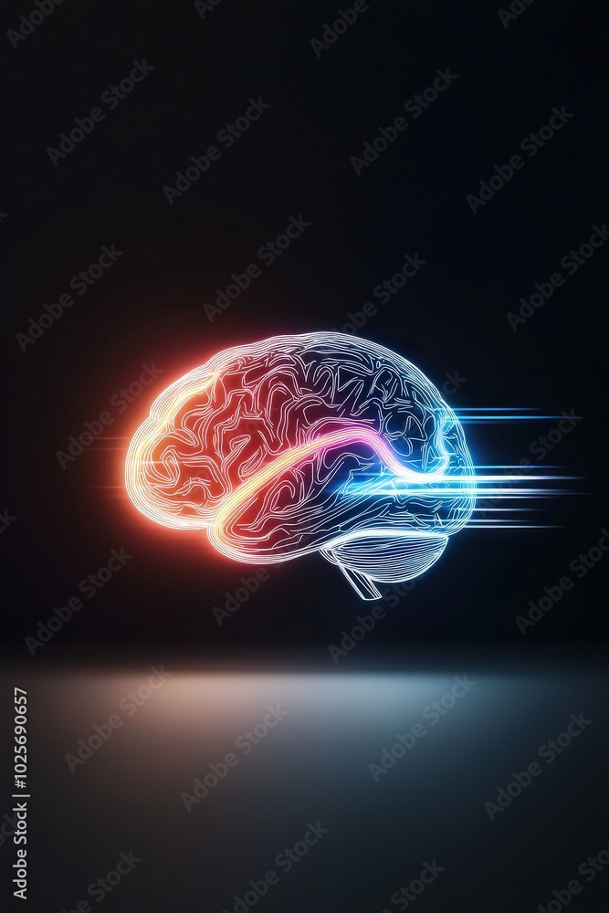 A brain surrounded by neon lights, representing the vibrant energy of entrepreneurship. A brain surrounded by neon lights, representing the vibrant energy of entrepreneurship.