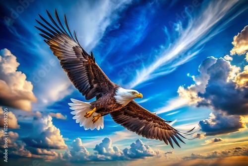 Wallpaper Mural Majestic Bird Soaring in the Blue Sky Capturing the Essence of Freedom and Nature's Beauty in Flight Torontodigital.ca