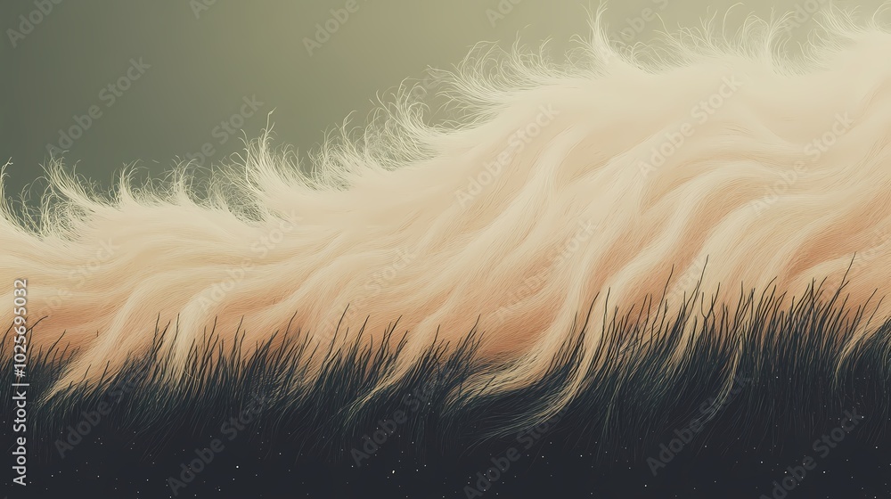 Obraz premium Soft, flowing mane of pale fur gently waving over dark grass.