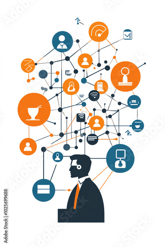 Businessman with network connections concept