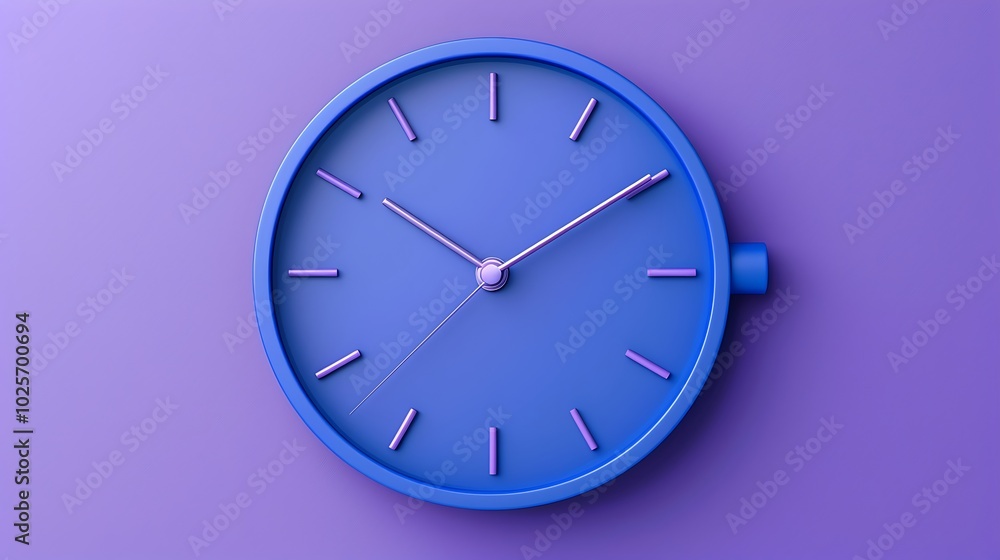 Blue frame clock isolated on purple background Blue frame clock isolated on purple background