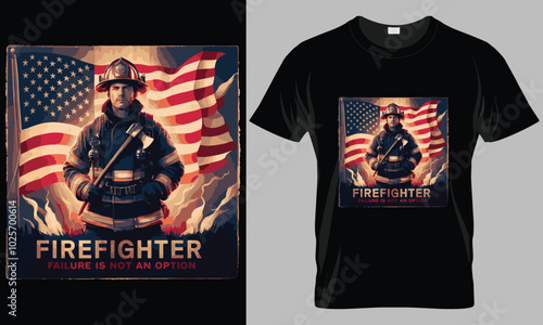 Firefighter failure is not an option - Firefighter typography vector T-shirt design. motivational and inscription quotes.
perfect for print item and bags, posters, cards. isolated on black background
