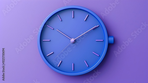 Blue frame clock isolated on purple background