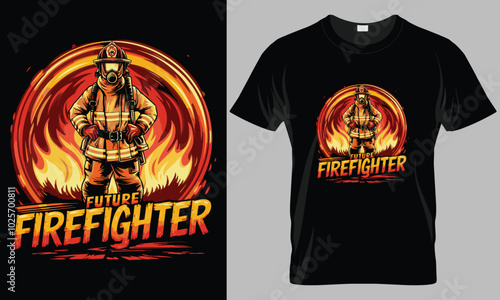 Future firefighter - Firefighter typography vector T-shirt design. motivational and inscription quotes.
perfect for print item and bags, posters, cards. isolated on black background
