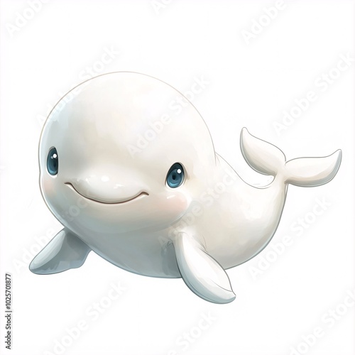 Cute Baby Beluga Whale Cartoon Illustration