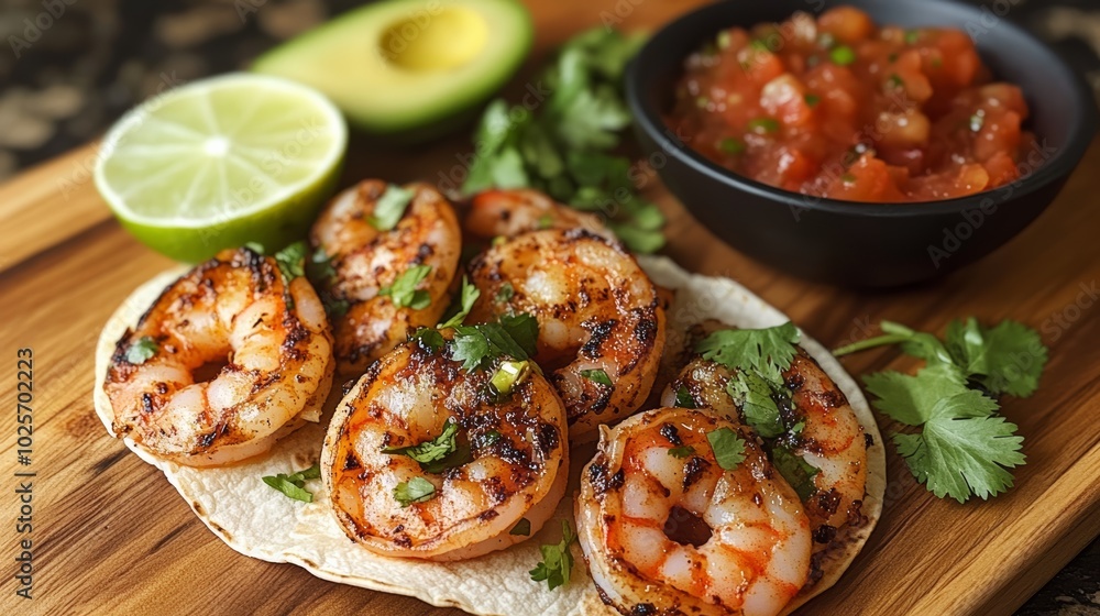 Grilled Shrimp Tacos with Cilantro and Salsa Grilled Shrimp Tacos with Cilantro and Salsa